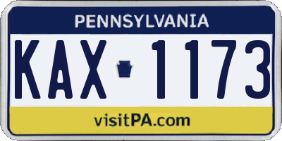 PA license plate KAX1173