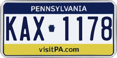 PA license plate KAX1178