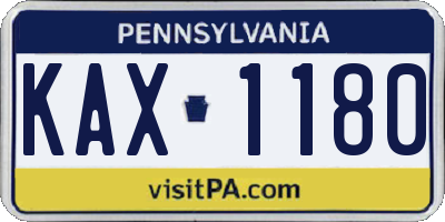 PA license plate KAX1180