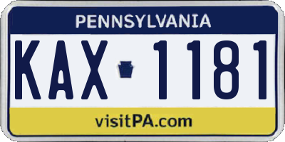 PA license plate KAX1181
