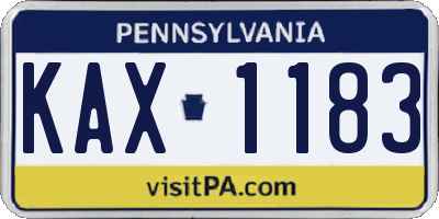 PA license plate KAX1183