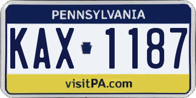 PA license plate KAX1187