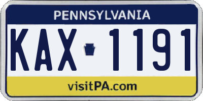 PA license plate KAX1191