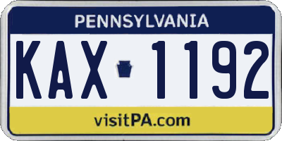 PA license plate KAX1192