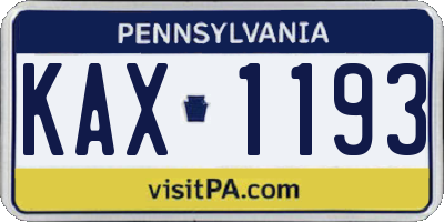 PA license plate KAX1193