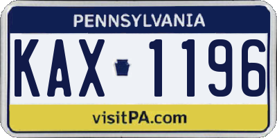 PA license plate KAX1196