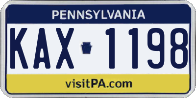 PA license plate KAX1198