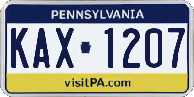 PA license plate KAX1207