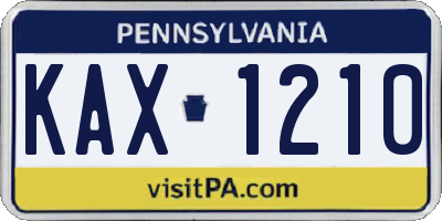 PA license plate KAX1210