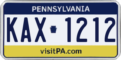 PA license plate KAX1212