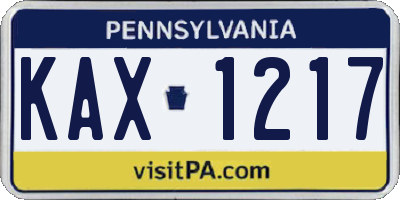 PA license plate KAX1217