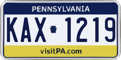 PA license plate KAX1219