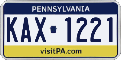 PA license plate KAX1221