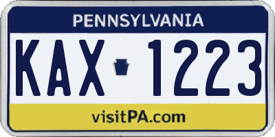 PA license plate KAX1223