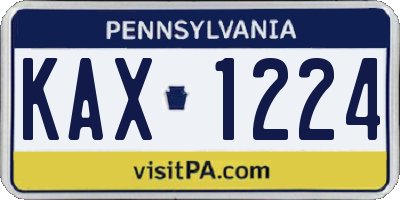 PA license plate KAX1224