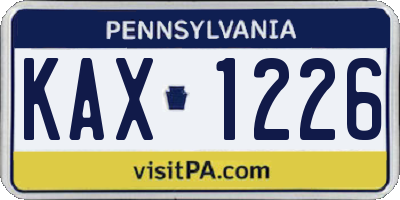 PA license plate KAX1226