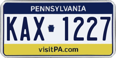 PA license plate KAX1227
