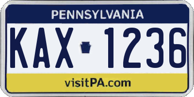 PA license plate KAX1236