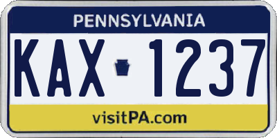 PA license plate KAX1237