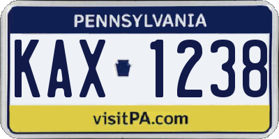 PA license plate KAX1238