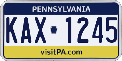 PA license plate KAX1245