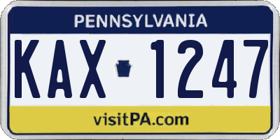 PA license plate KAX1247