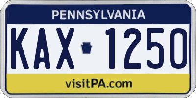 PA license plate KAX1250