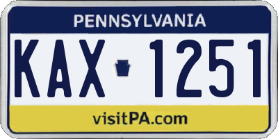 PA license plate KAX1251