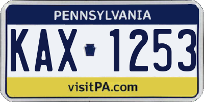 PA license plate KAX1253