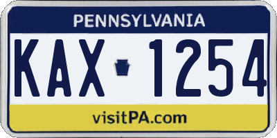 PA license plate KAX1254