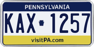 PA license plate KAX1257