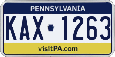 PA license plate KAX1263
