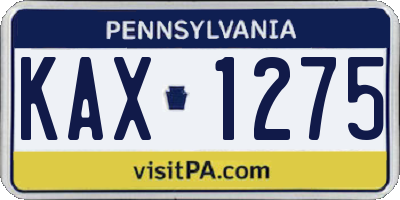 PA license plate KAX1275
