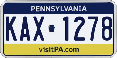 PA license plate KAX1278