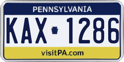 PA license plate KAX1286