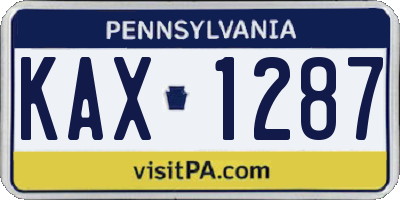 PA license plate KAX1287