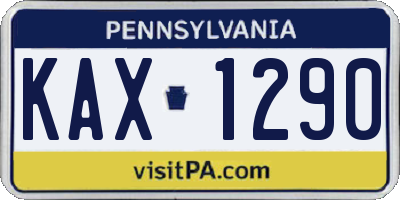 PA license plate KAX1290