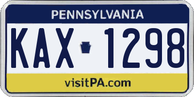 PA license plate KAX1298