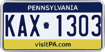 PA license plate KAX1303