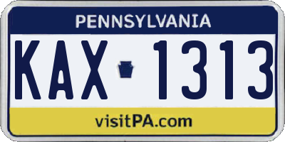 PA license plate KAX1313