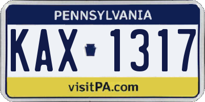 PA license plate KAX1317