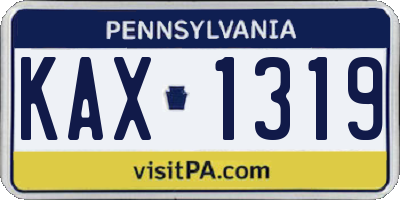 PA license plate KAX1319