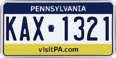 PA license plate KAX1321