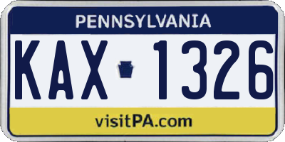 PA license plate KAX1326
