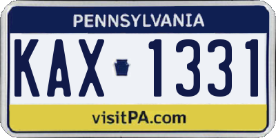 PA license plate KAX1331