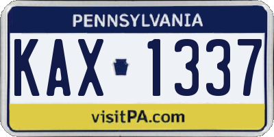 PA license plate KAX1337