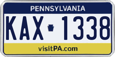 PA license plate KAX1338