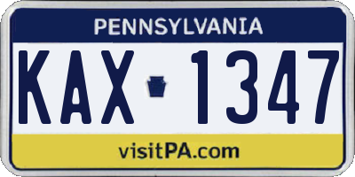 PA license plate KAX1347