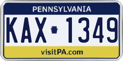 PA license plate KAX1349