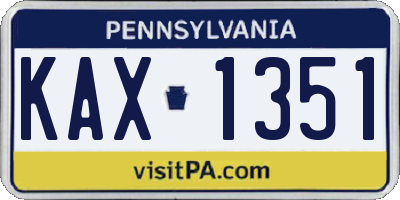 PA license plate KAX1351